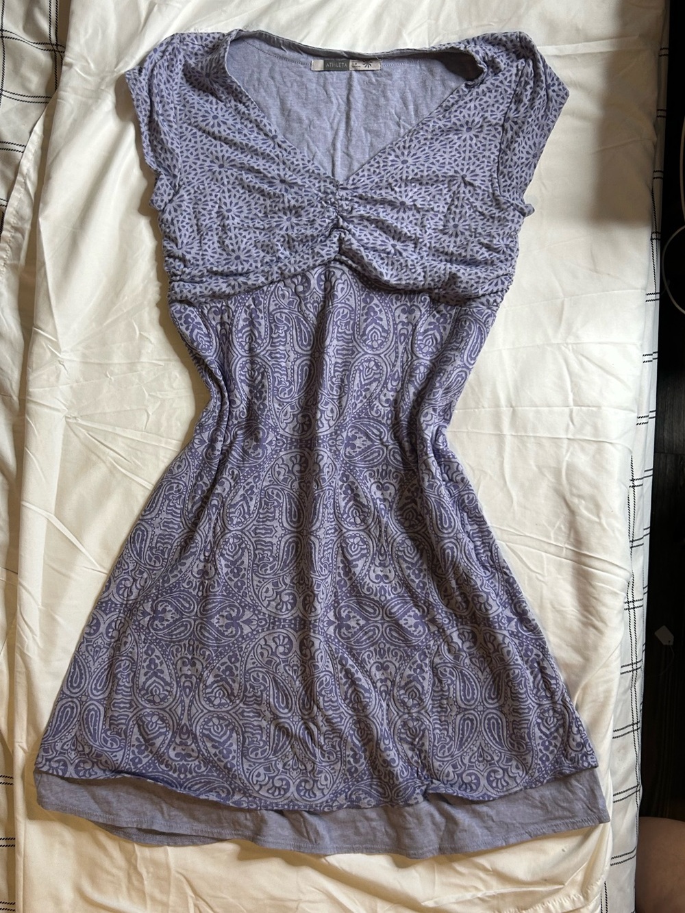 Athleta Lavender Paisley V-Neck Mini Dress